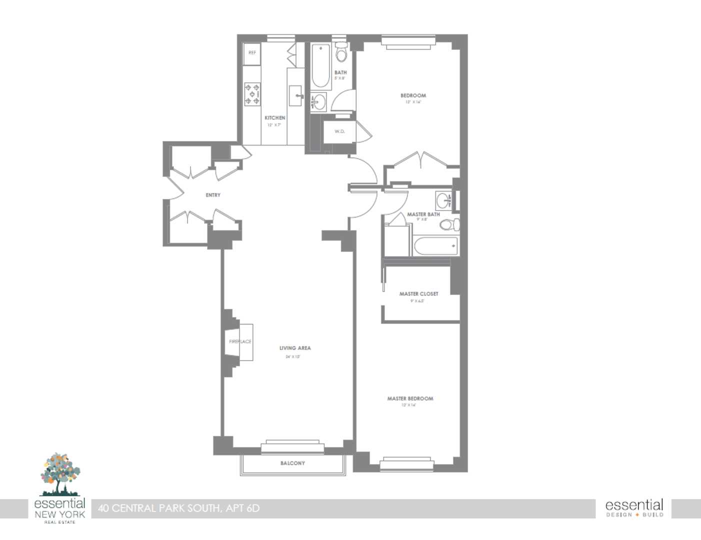 Floorplan for 40 Central Park, 6D