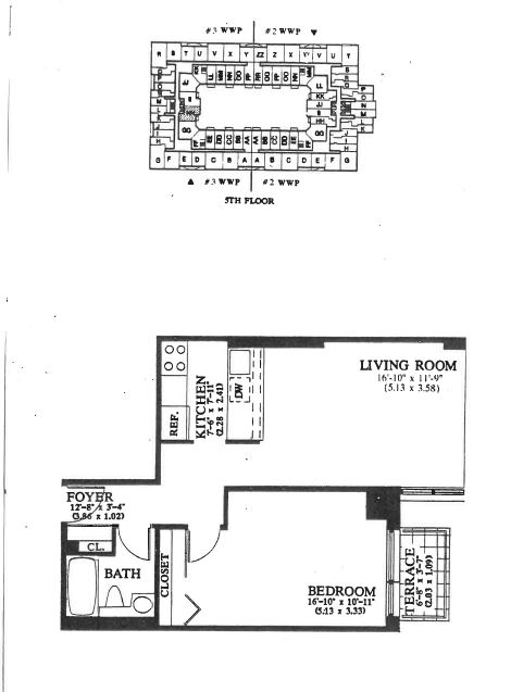 Floorplan for 393 West 49th Street, 3HH