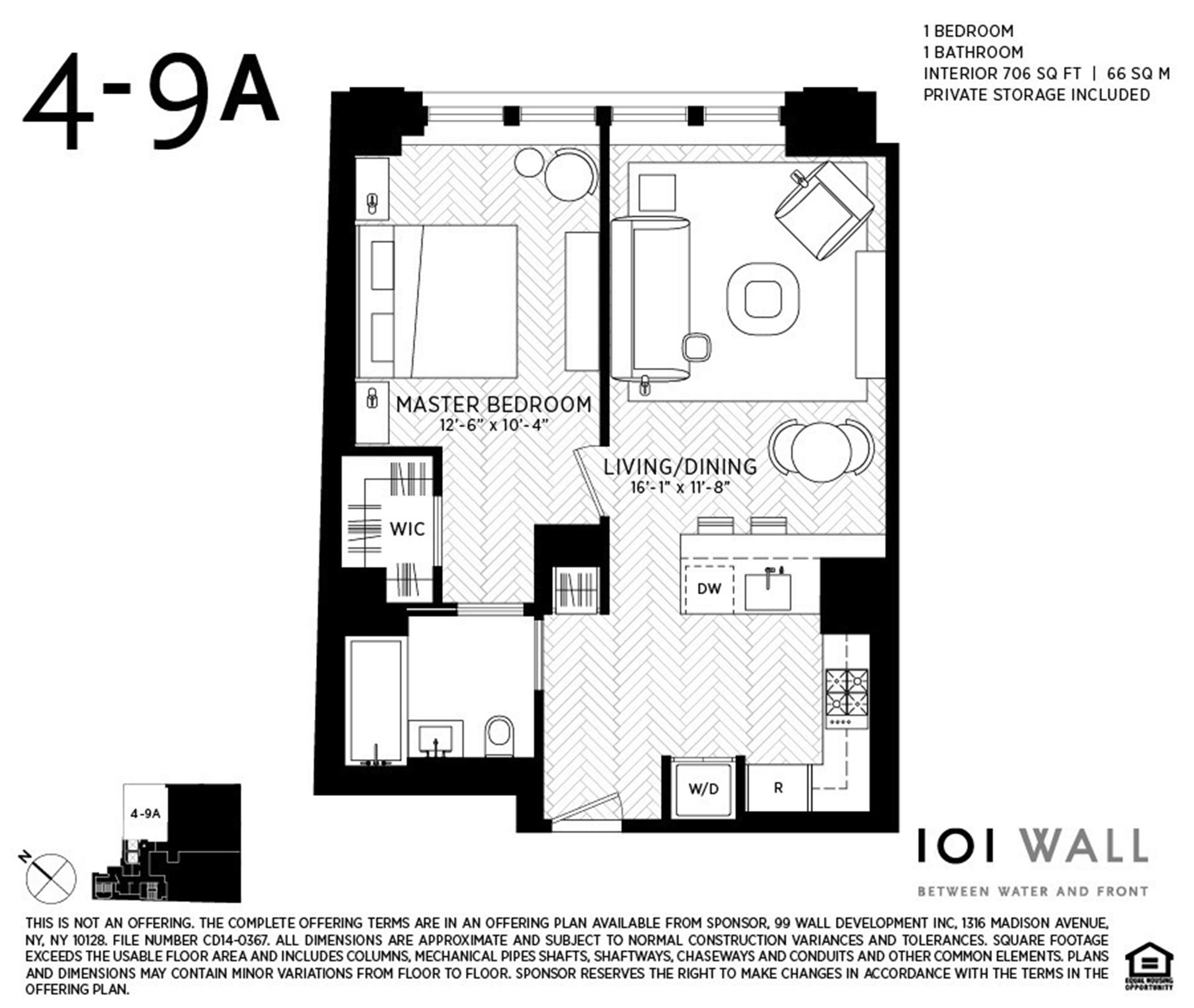 Floorplan for 101 Wall Street, 7A