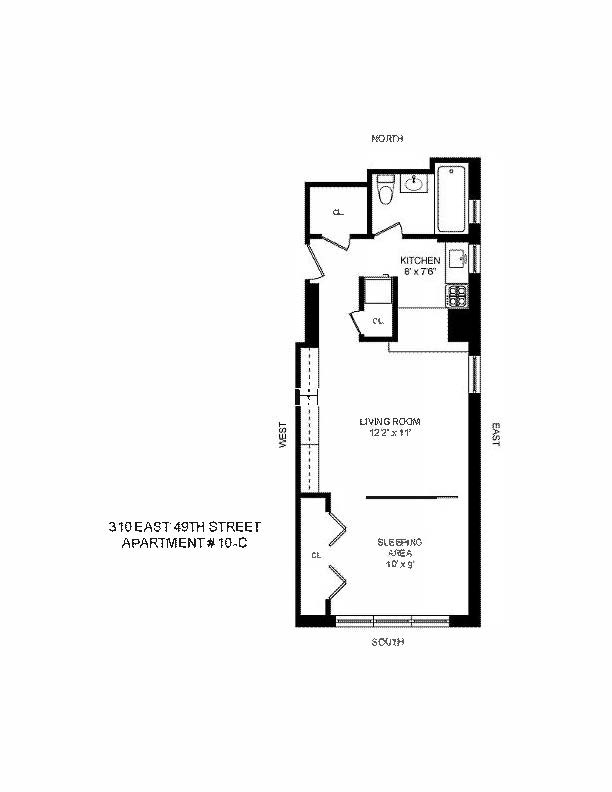 Floorplan for 310 East 49th Street, 10C