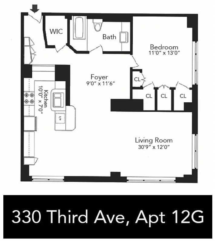 Floorplan for 330 3rd Avenue, 12G