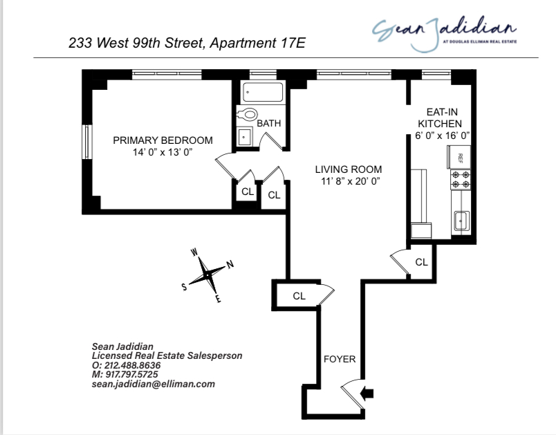 Floorplan for 233 West 99th Street, 17E