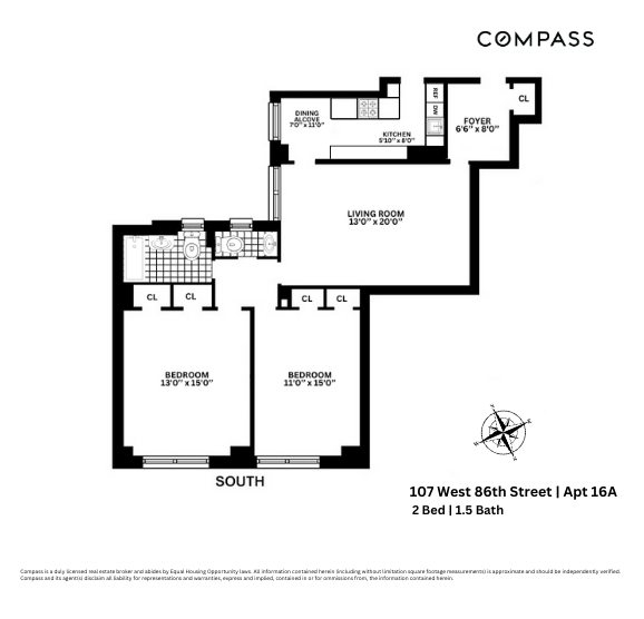 Floorplan for 107 West 86th Street, 16A