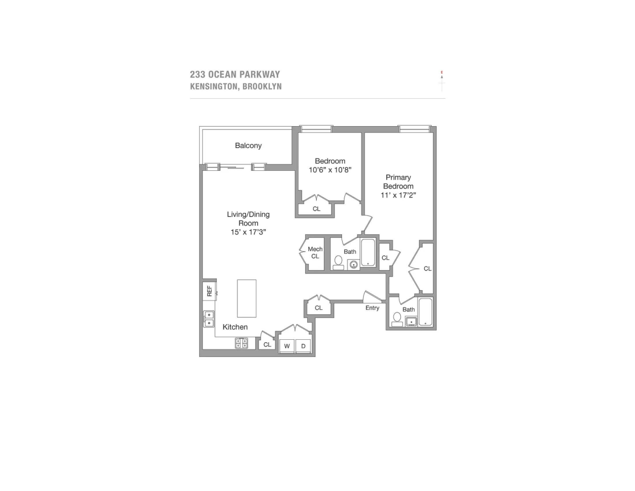 Floorplan for 233 Ocean Parkway, 6B