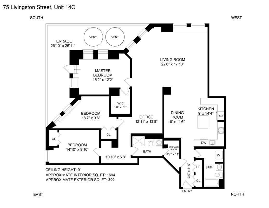 Floorplan for 75 Livingston Street, 14C