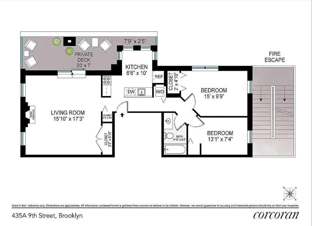 Floorplan for 435 9th Street, 3A