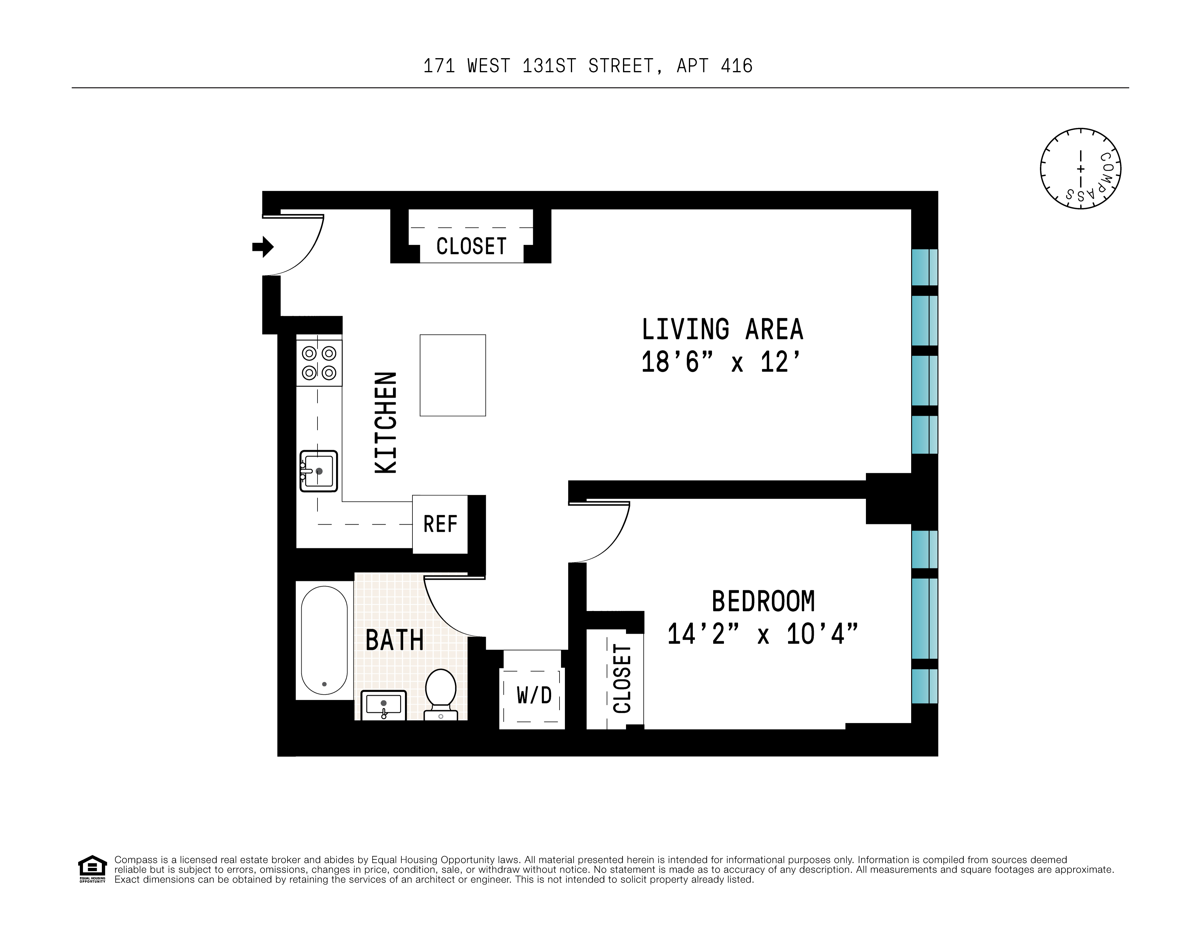 Floorplan for 171 West 131st Street, 416