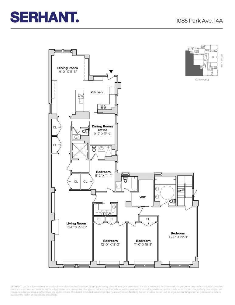 Floorplan for 1085 Park Avenue, 14A