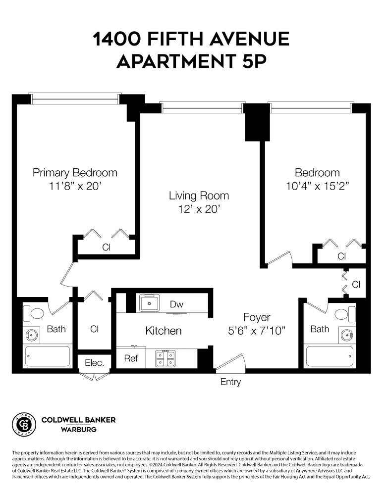 Floorplan for 1400 5th Avenue, 5P