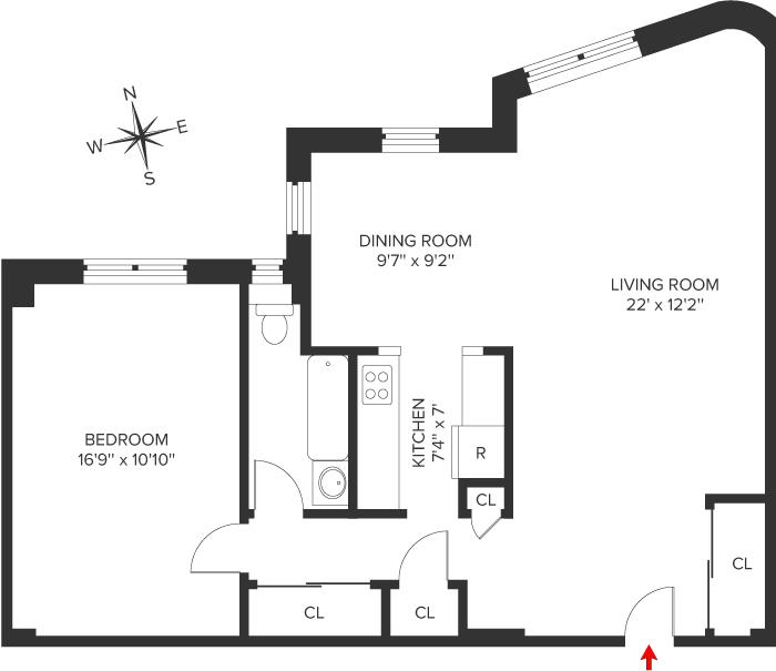 Floorplan for 800 Grand Concourse, 2-BS