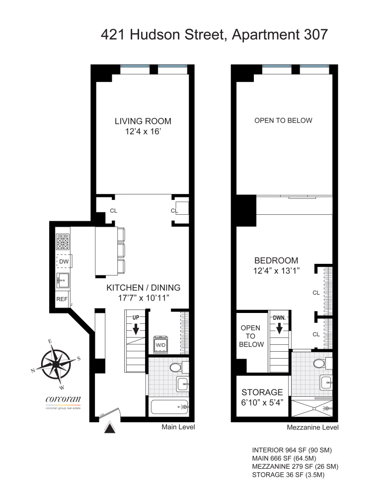 Floorplan for 421 Hudson Street, 307