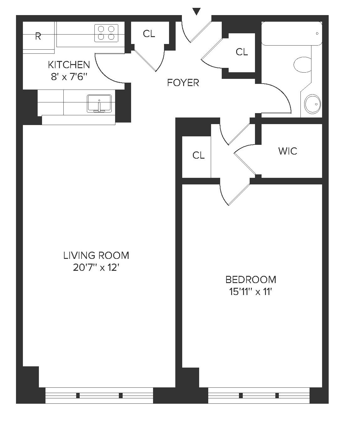 Floorplan for 260 West 52nd Street, 7-J