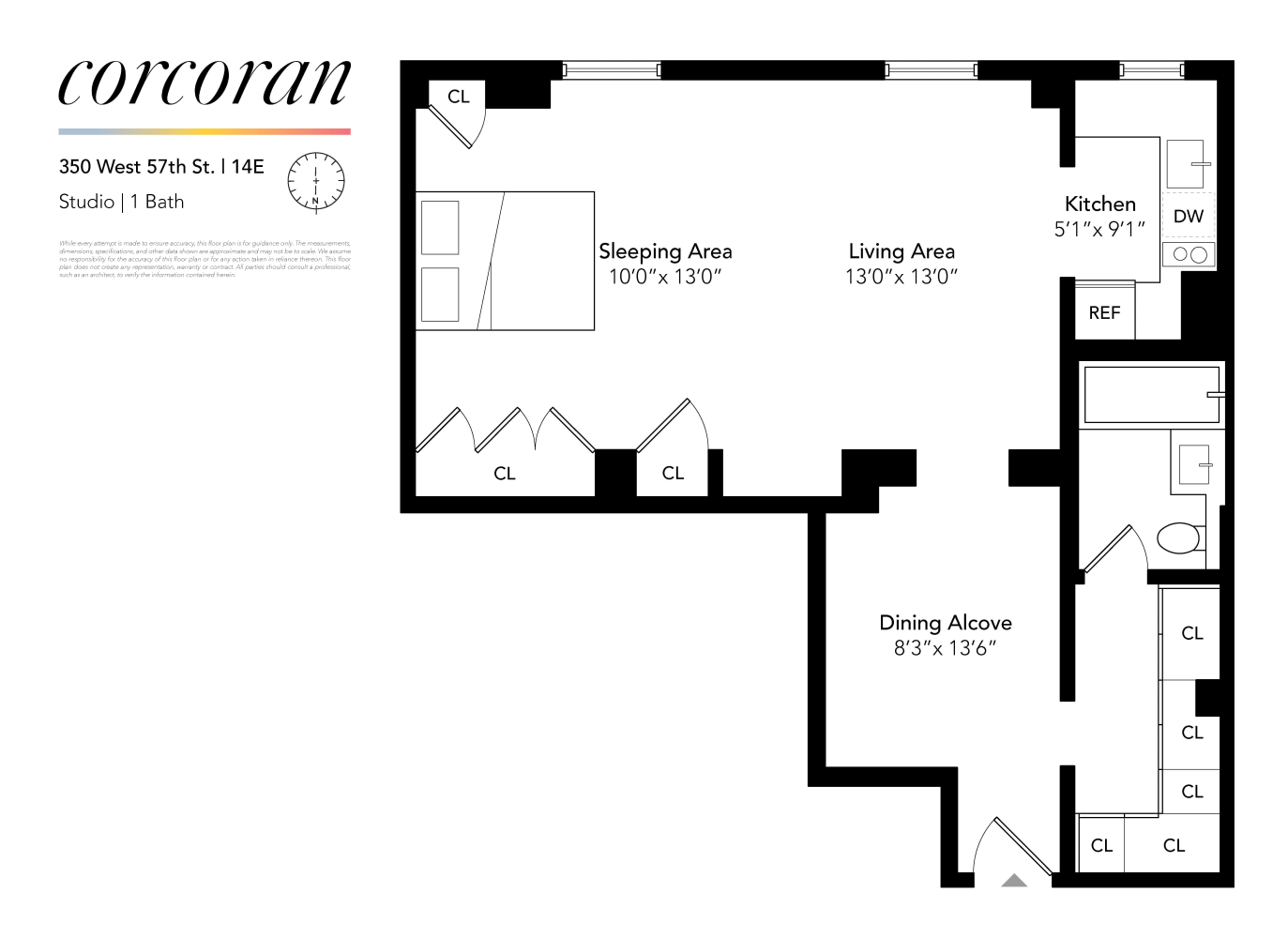 Floorplan for 350 West 57th Street, 14E