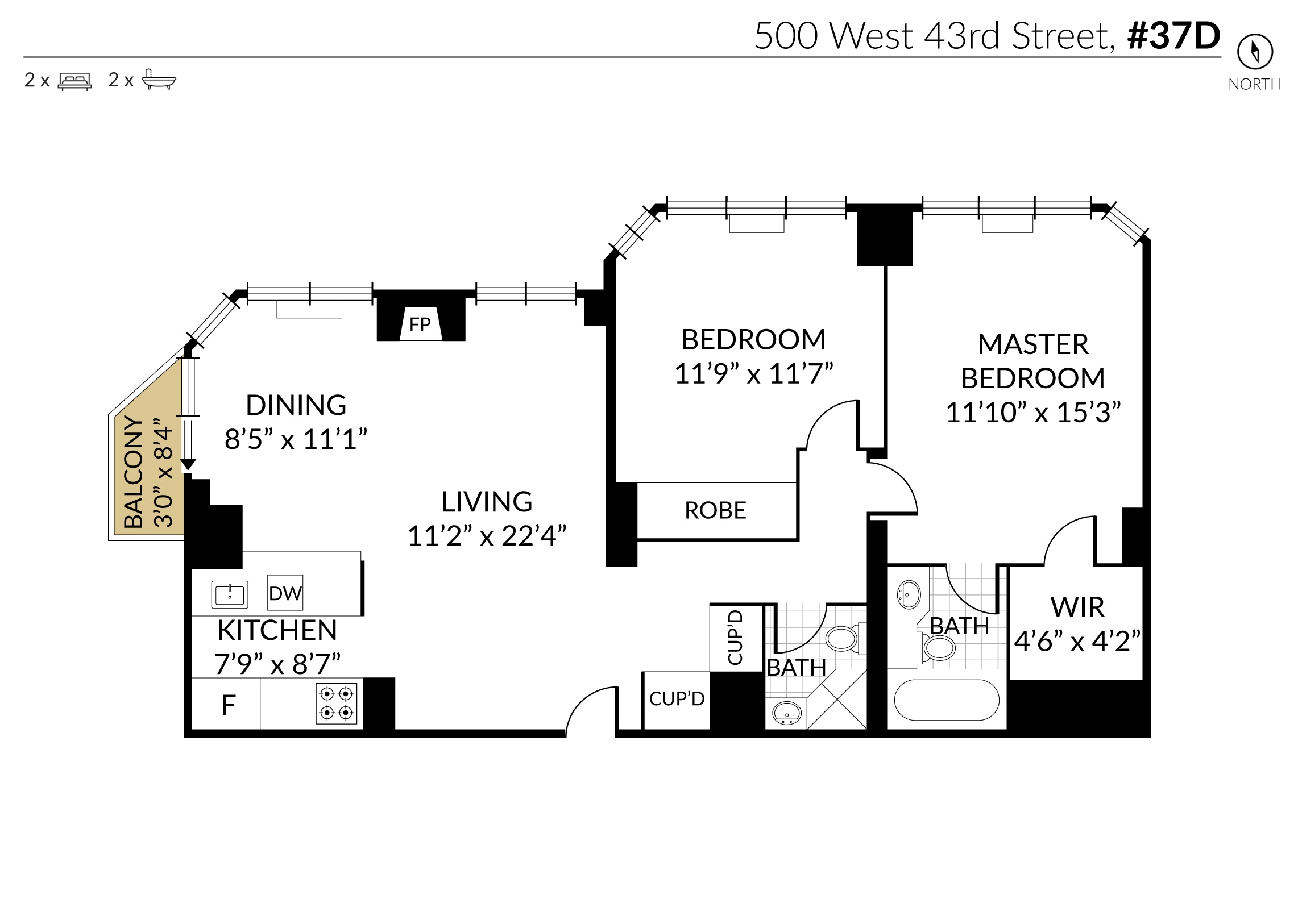 Floorplan for 500 West 43rd Street, 37D