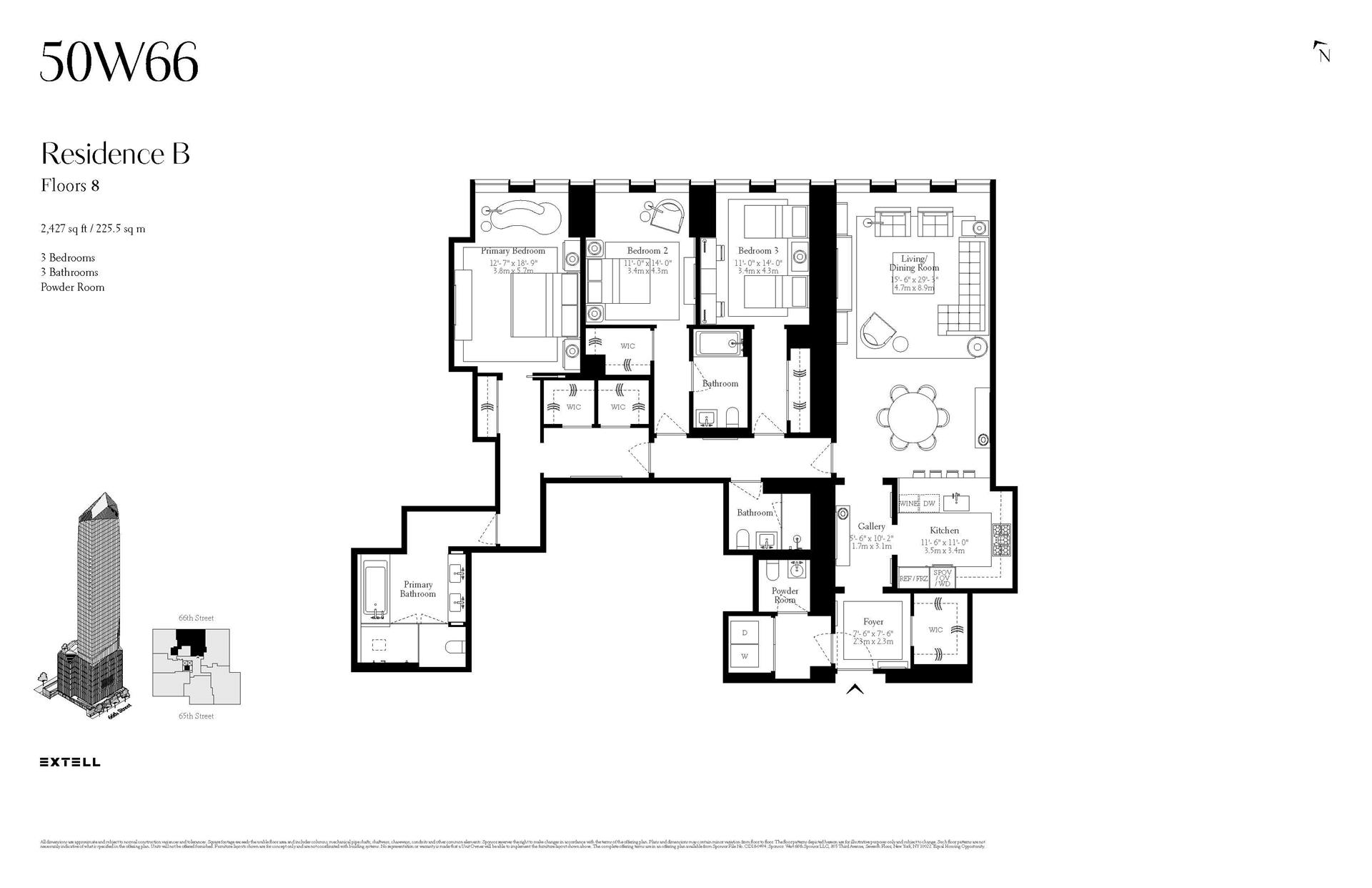 Floorplan for 50 West 66th Street, 8B