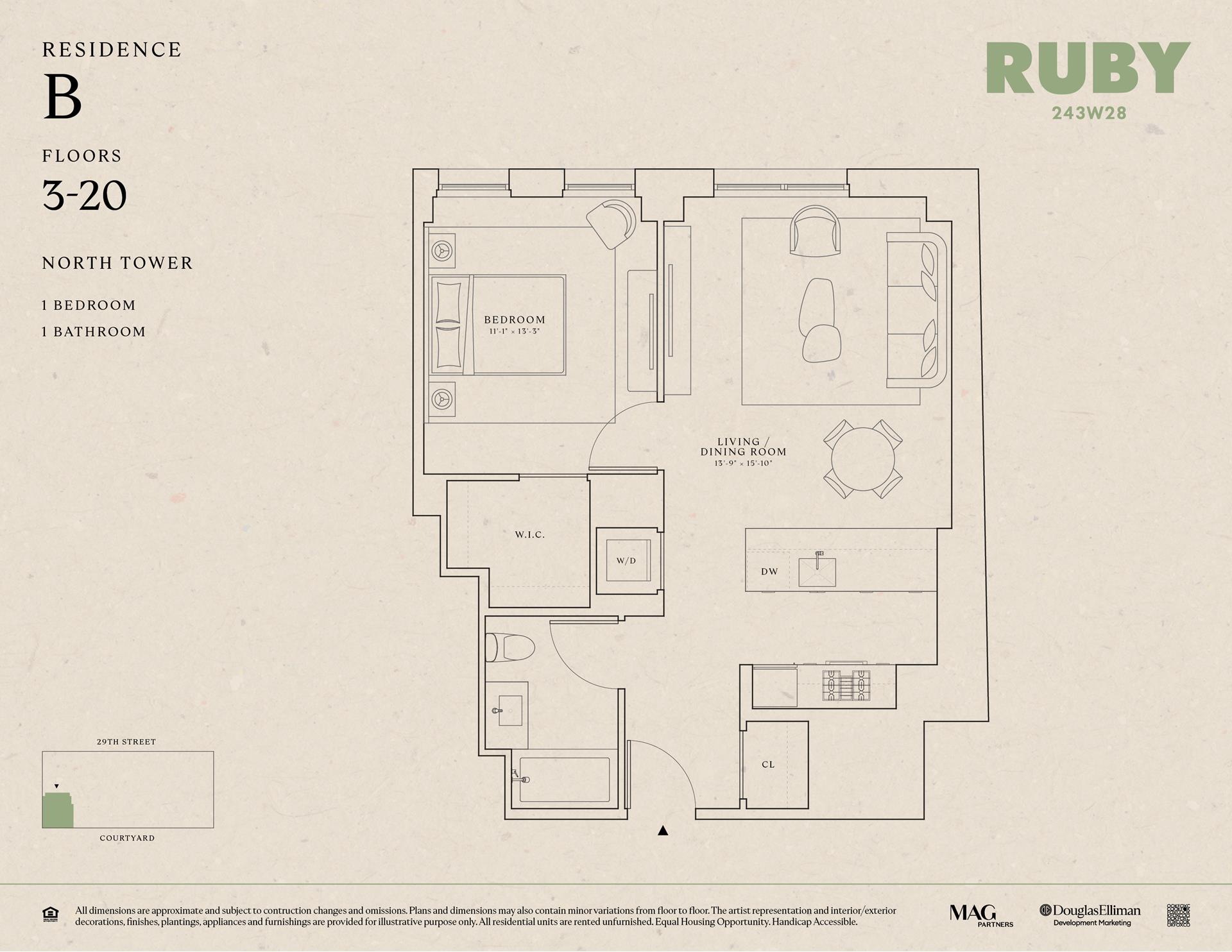 Floorplan for 243 West 28th Street, 7BN