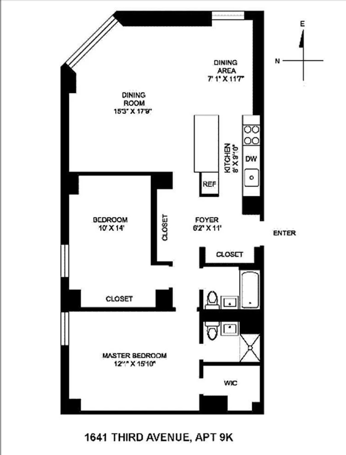 Floorplan for 1641 3rd Avenue, 9K