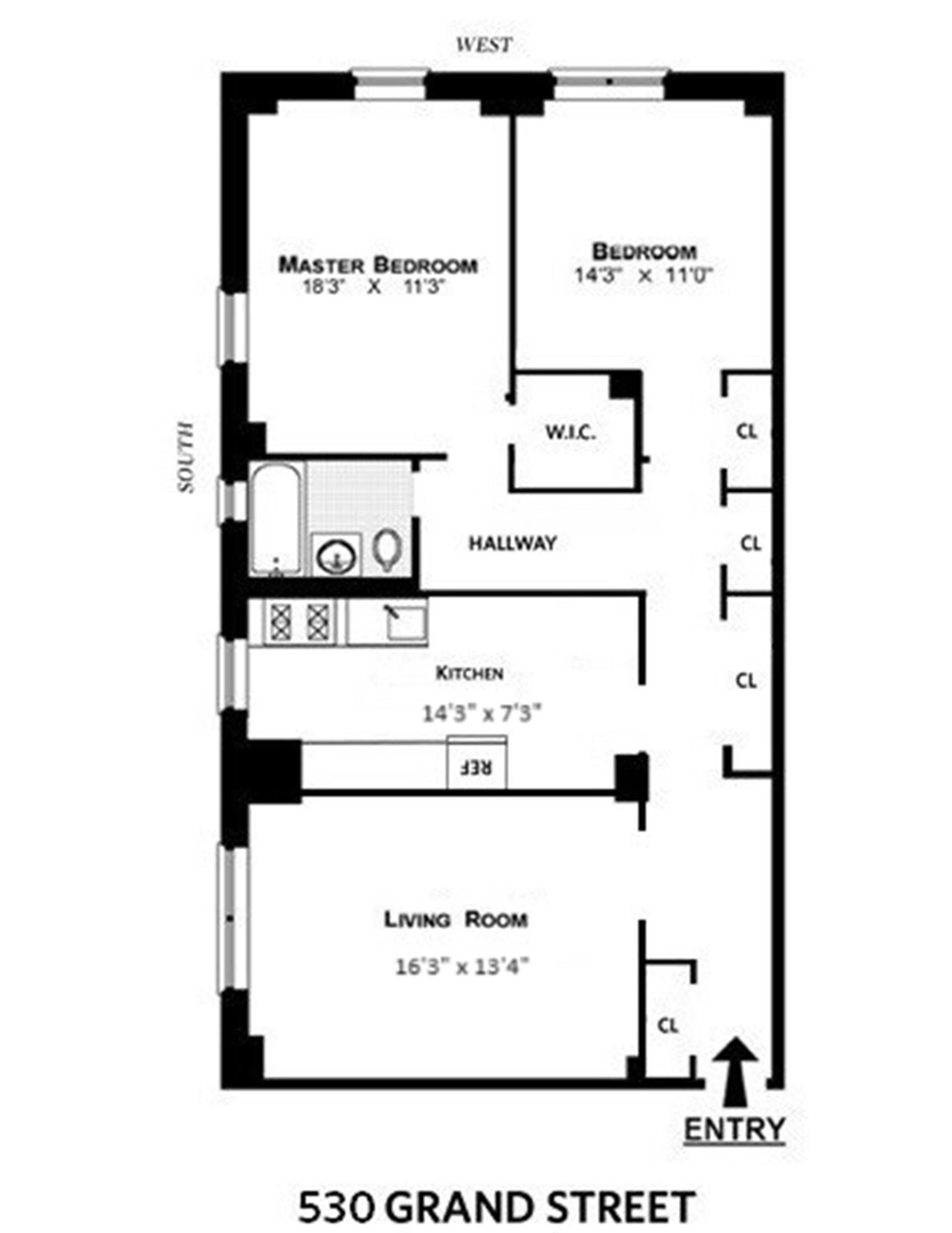 Floorplan for 530 Grand Street, 8A