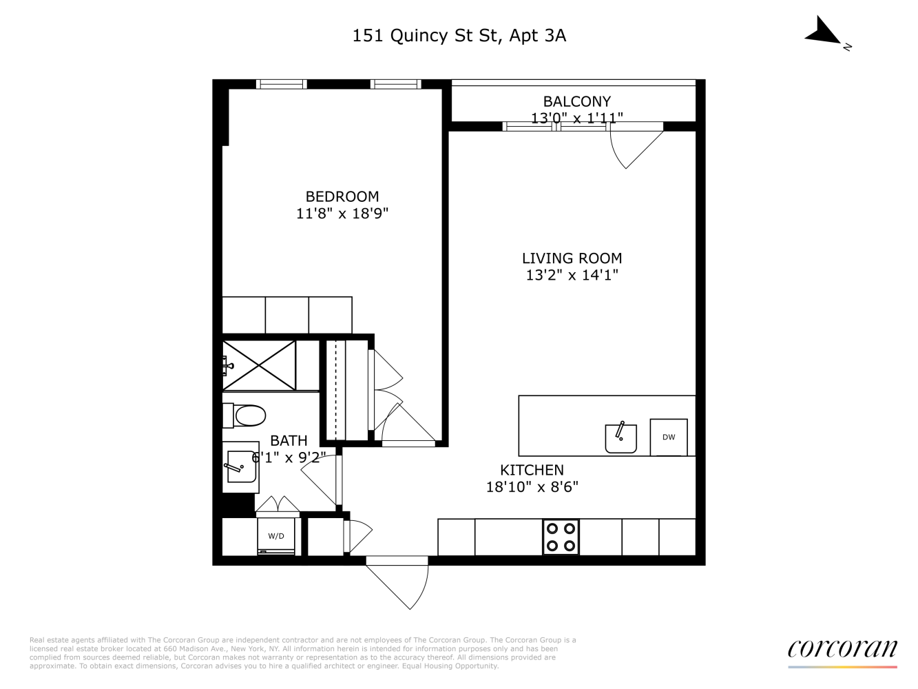 Floorplan for 151 Quincy Street, 3A