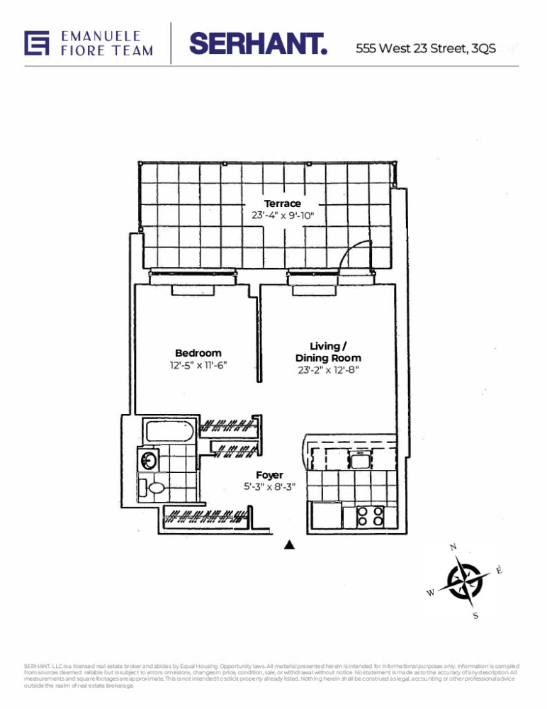 Floorplan for 555 West 23rd Street, 3QS