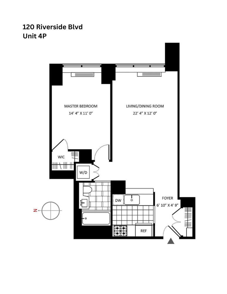 Floorplan for 120 Riverside Boulevard, 4P