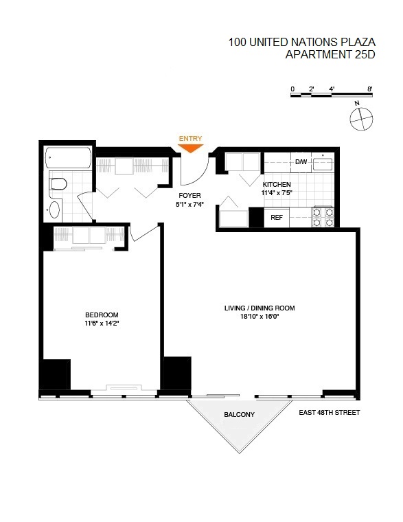 Floorplan for 100 United Nations Plaza, 25D