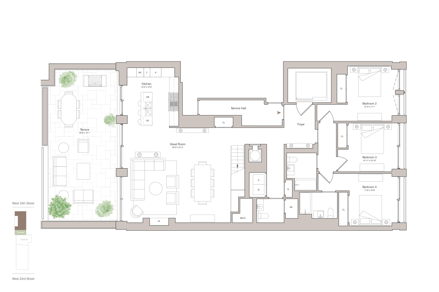 Floorplan for 20 West 24th Street, TH1