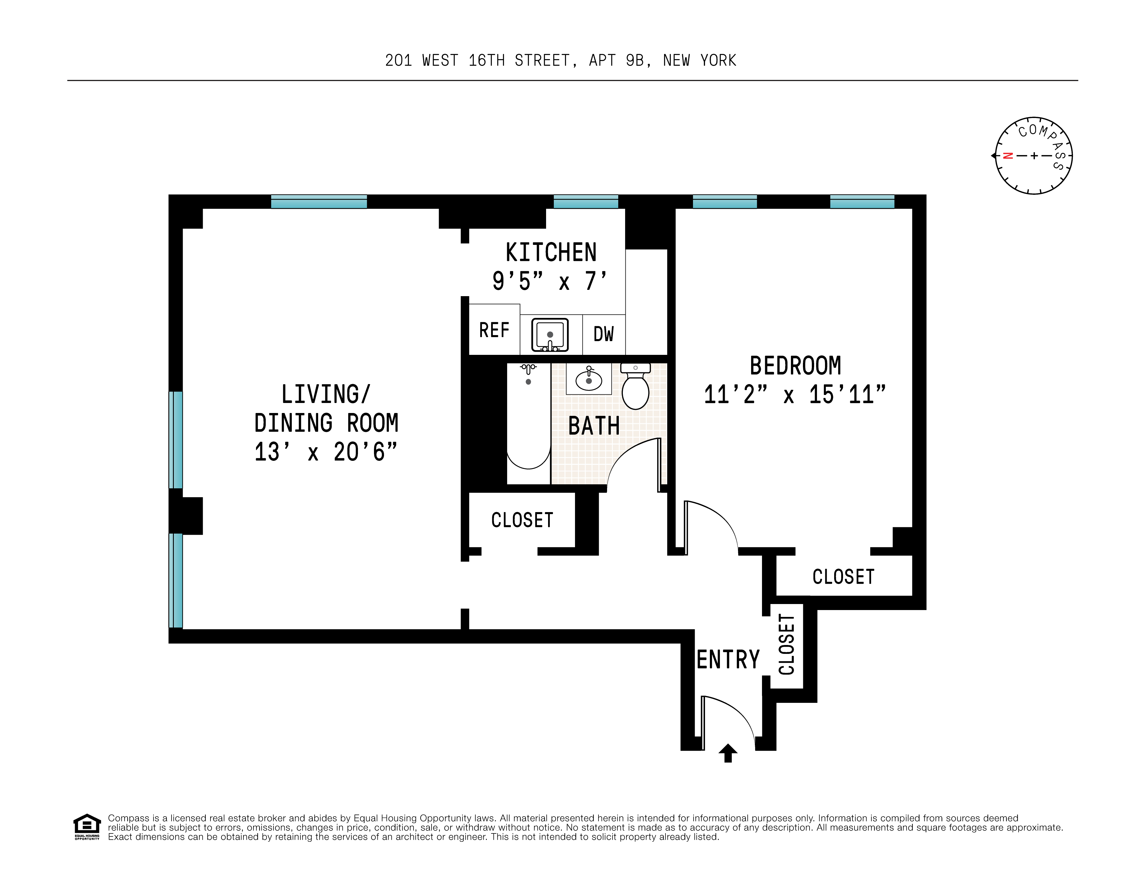 Floorplan for 201 West 16th Street, 9B