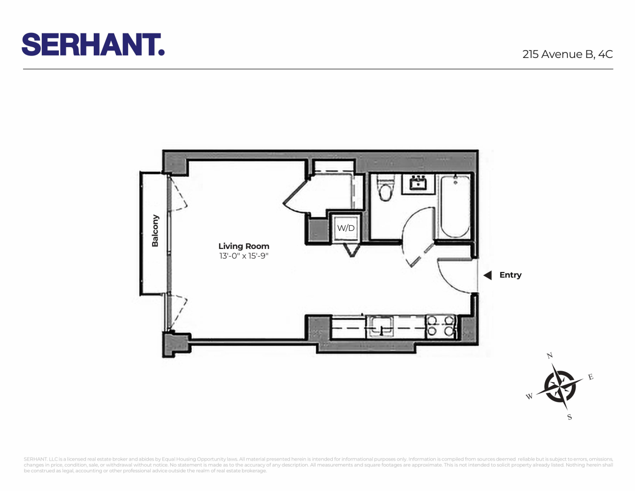 Floorplan for 215 Ave B, 4C