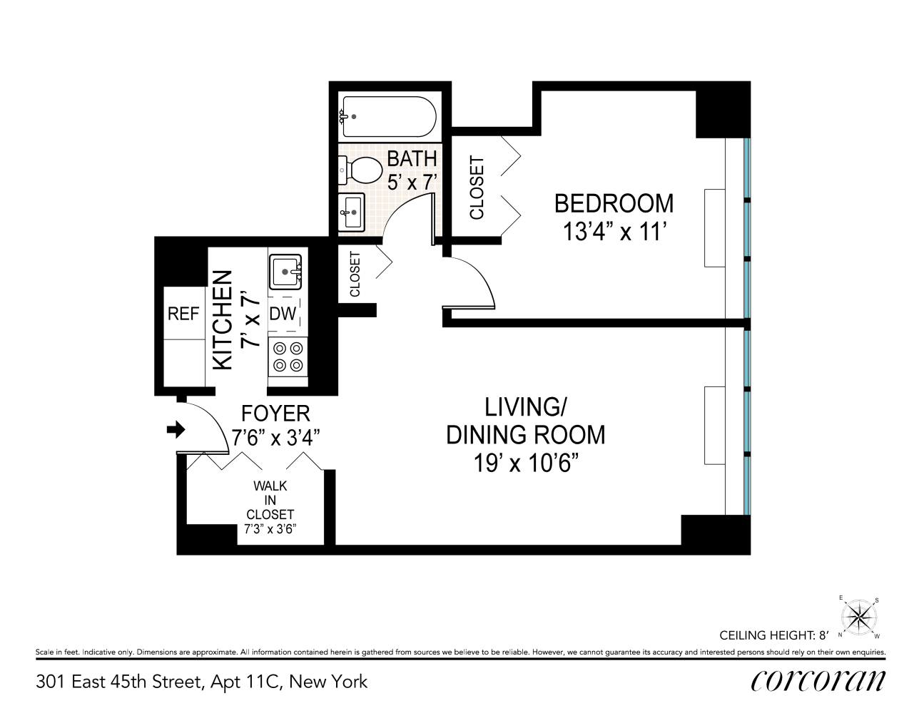 Floorplan for 301 East 45th Street, 11C