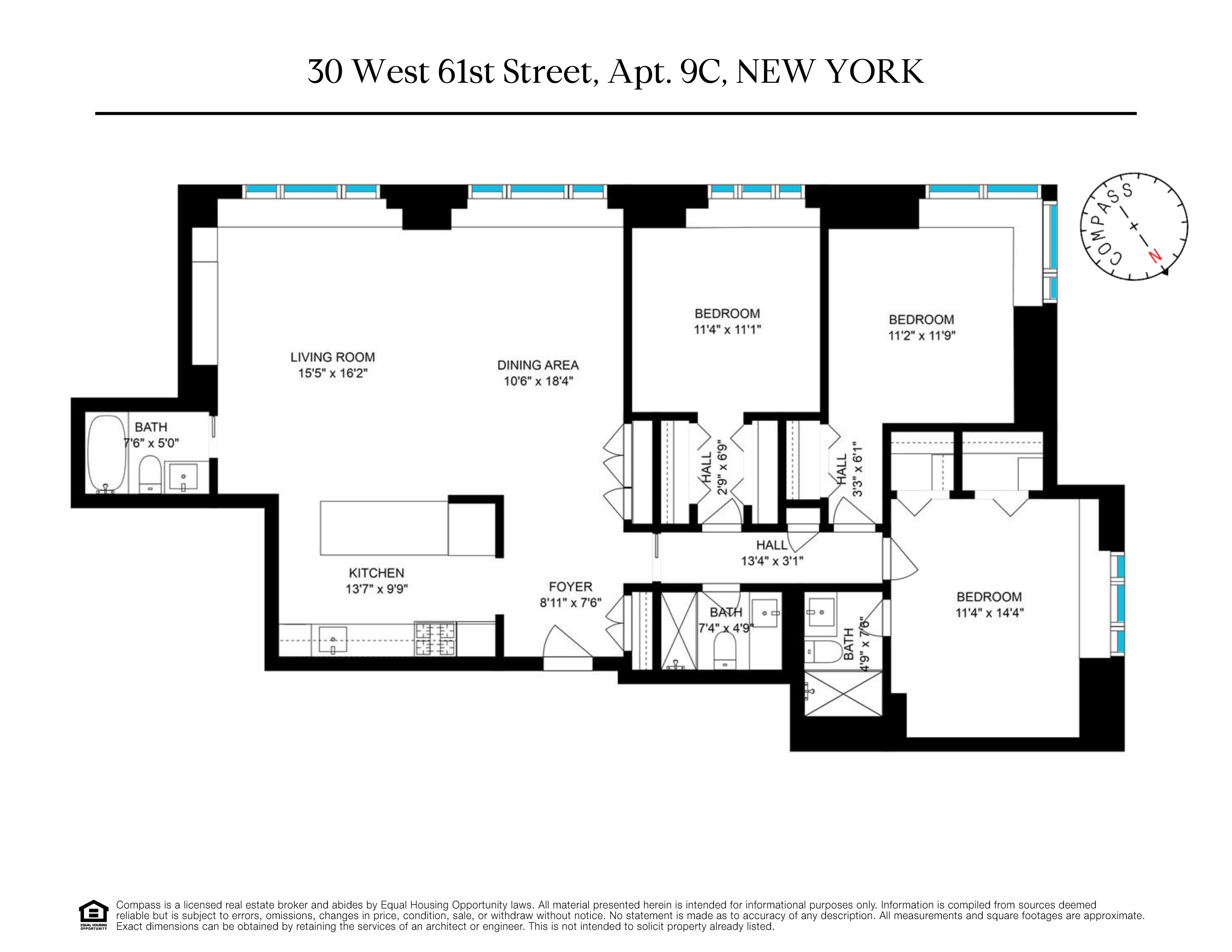 Floorplan for 30 West 61st Street, 9C