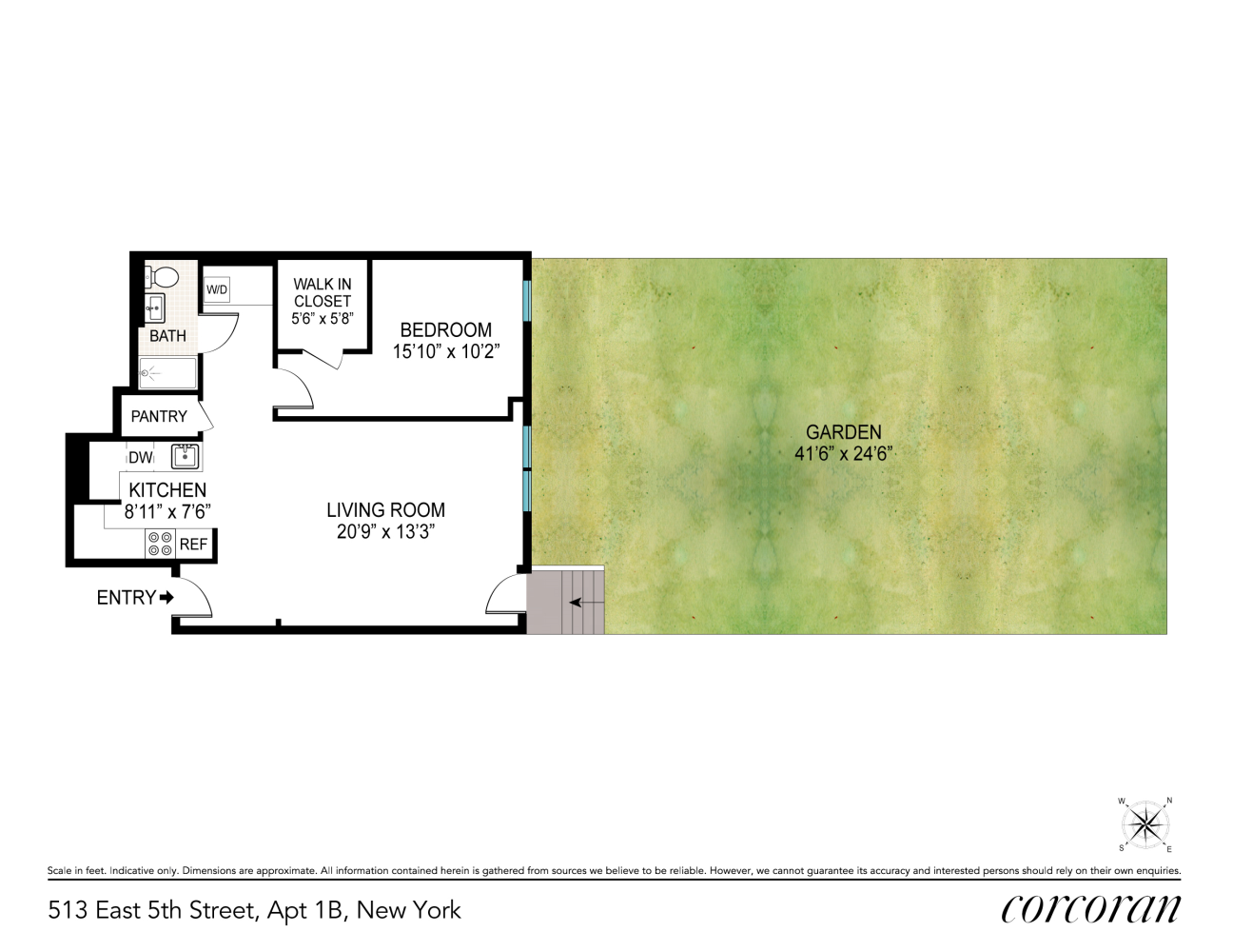 Floorplan for 513 East 5th Street, 1B