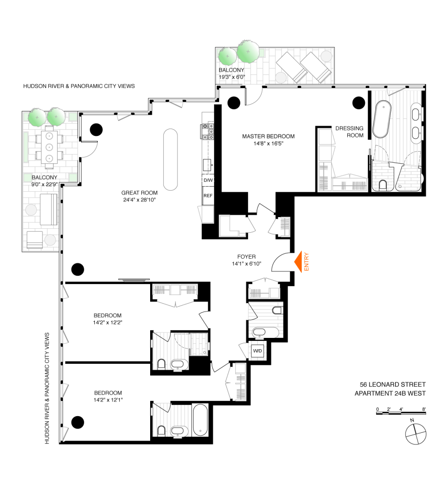 Floorplan for 56 Leonard Street, 24BWEST