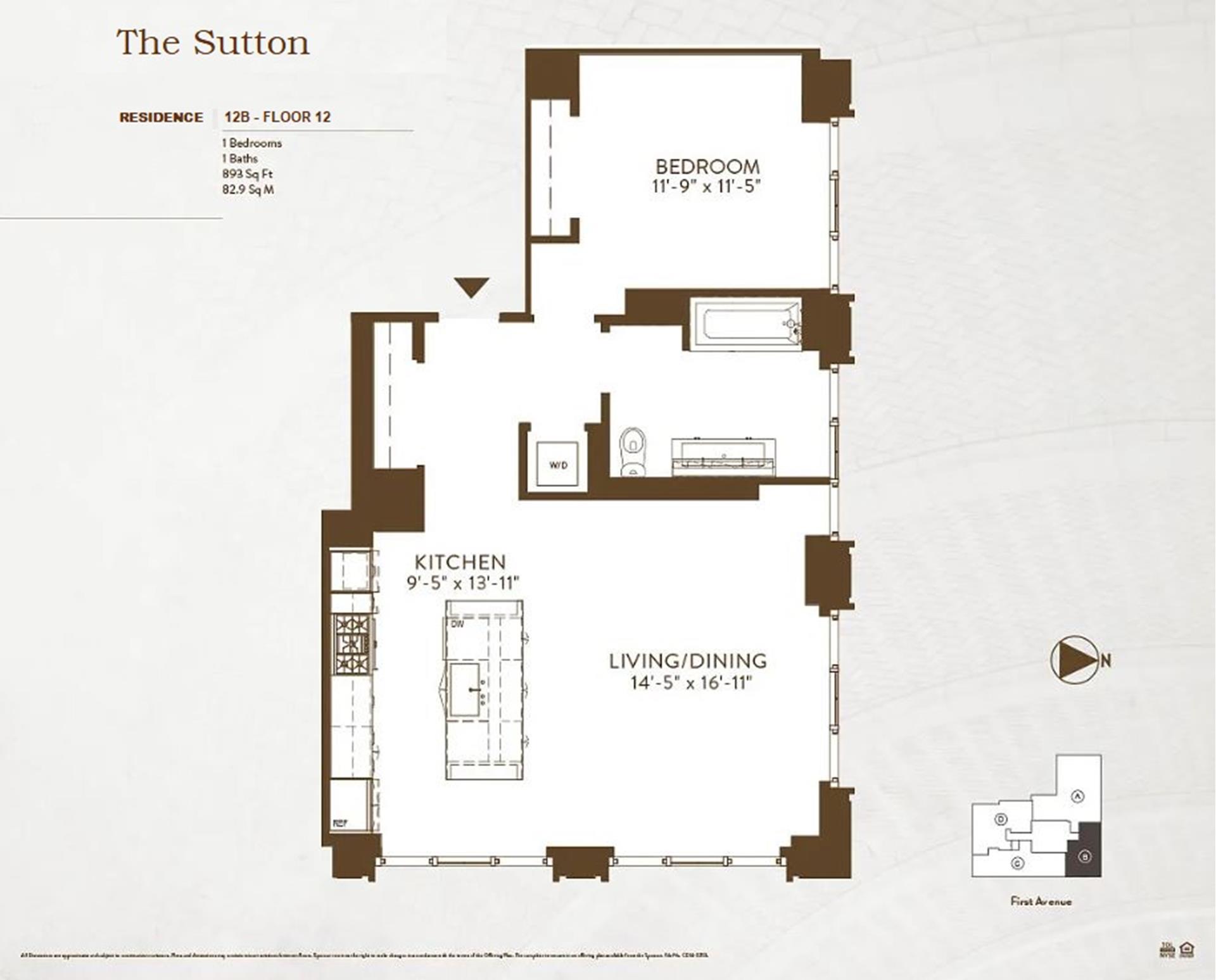 Floorplan for 959 1st Avenue, 12B