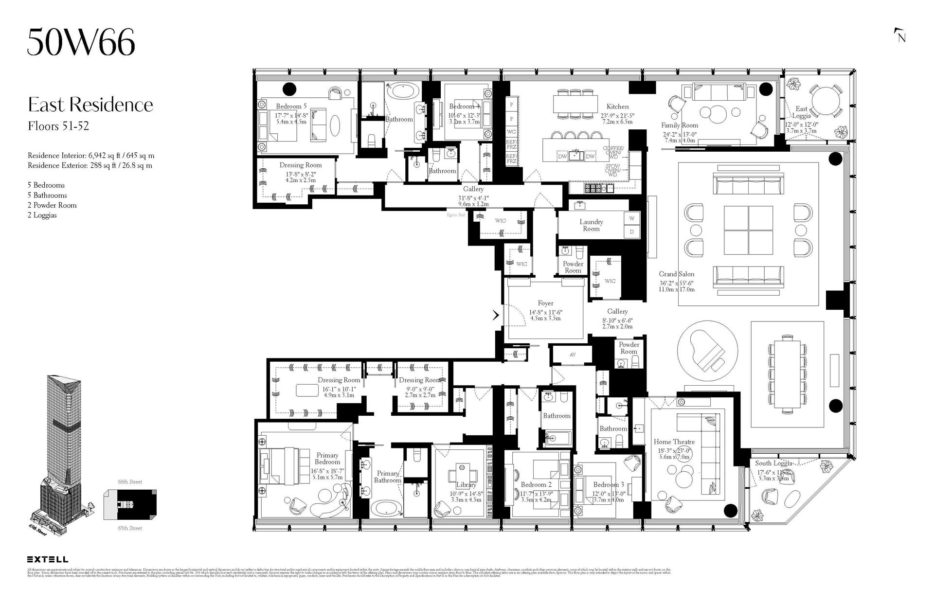 Floorplan for 50 West 66th Street, 51E