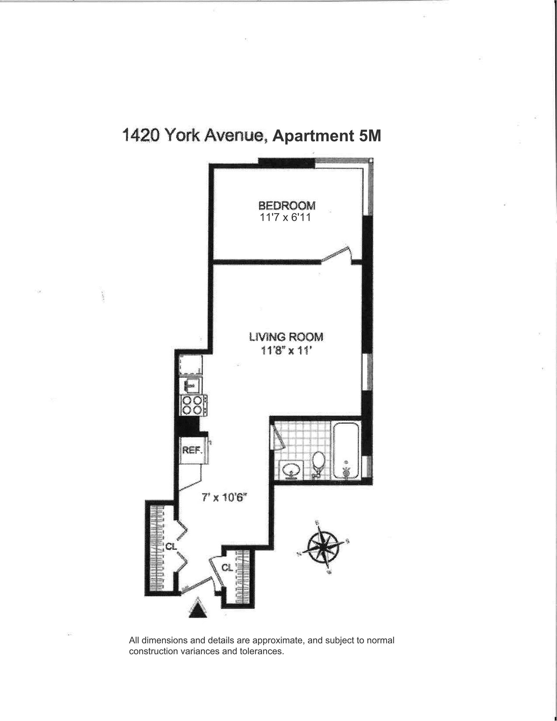 Floorplan for 1420 York Avenue, 5M