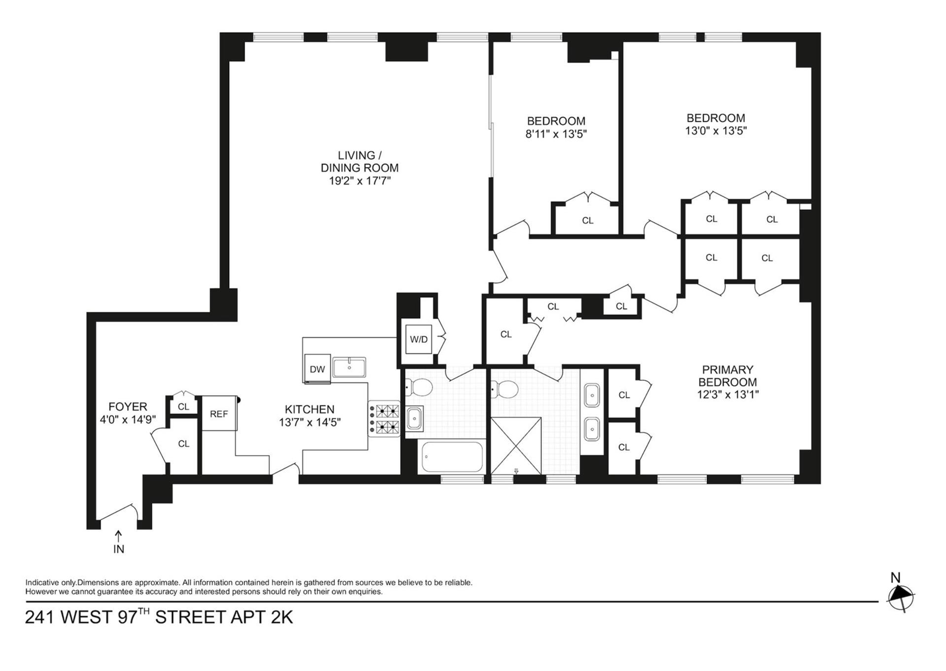 Floorplan for 241 West 97th Street, 2K