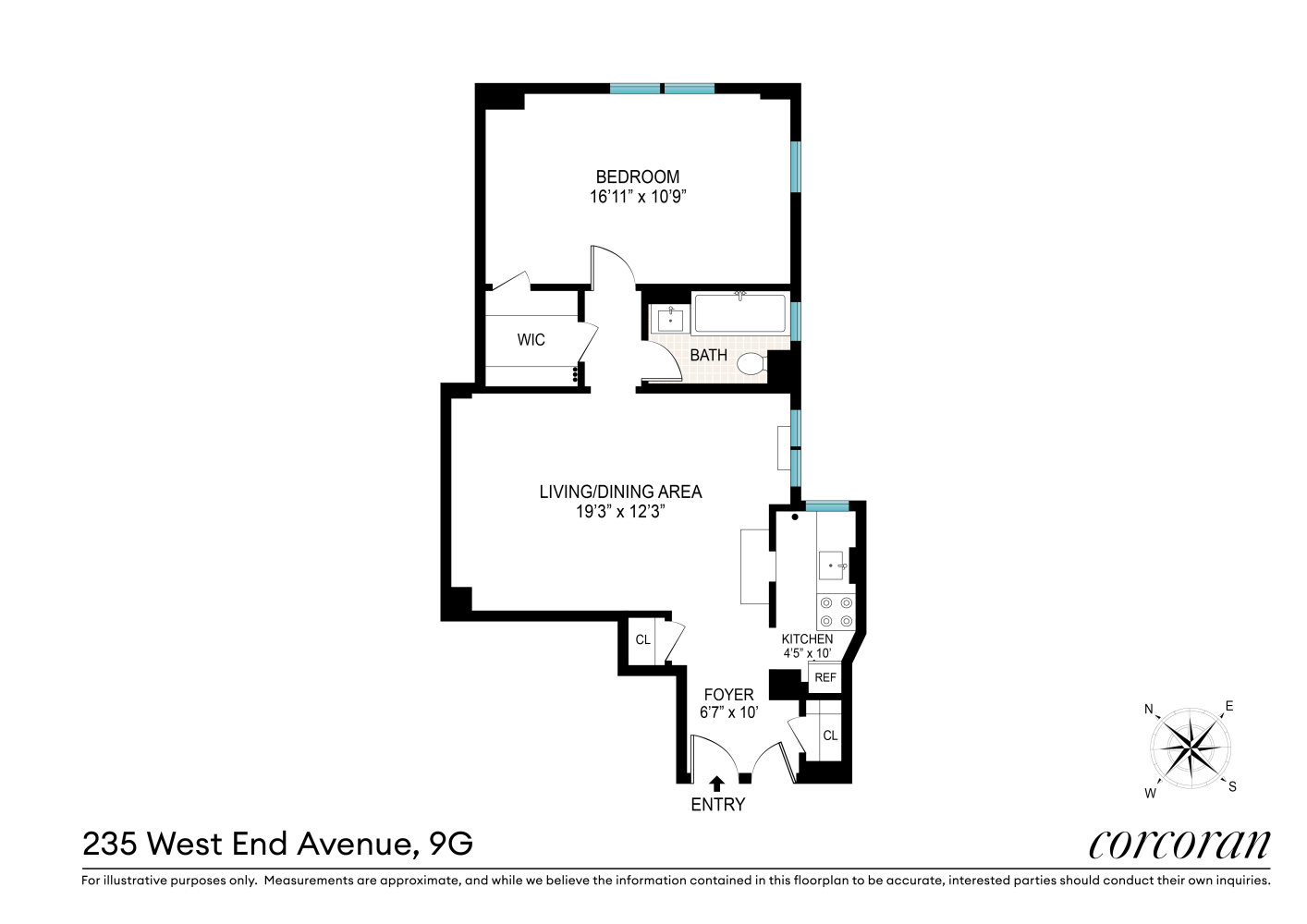 Floorplan for 235 West End Avenue, 9G