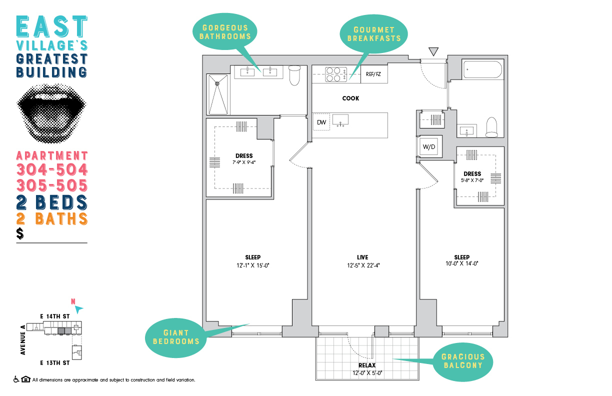 Floorplan for 510 East 14th Street, 304