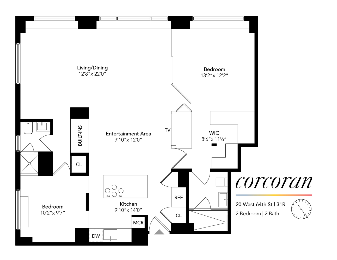 Floorplan for 20 West 64th Street, 31R