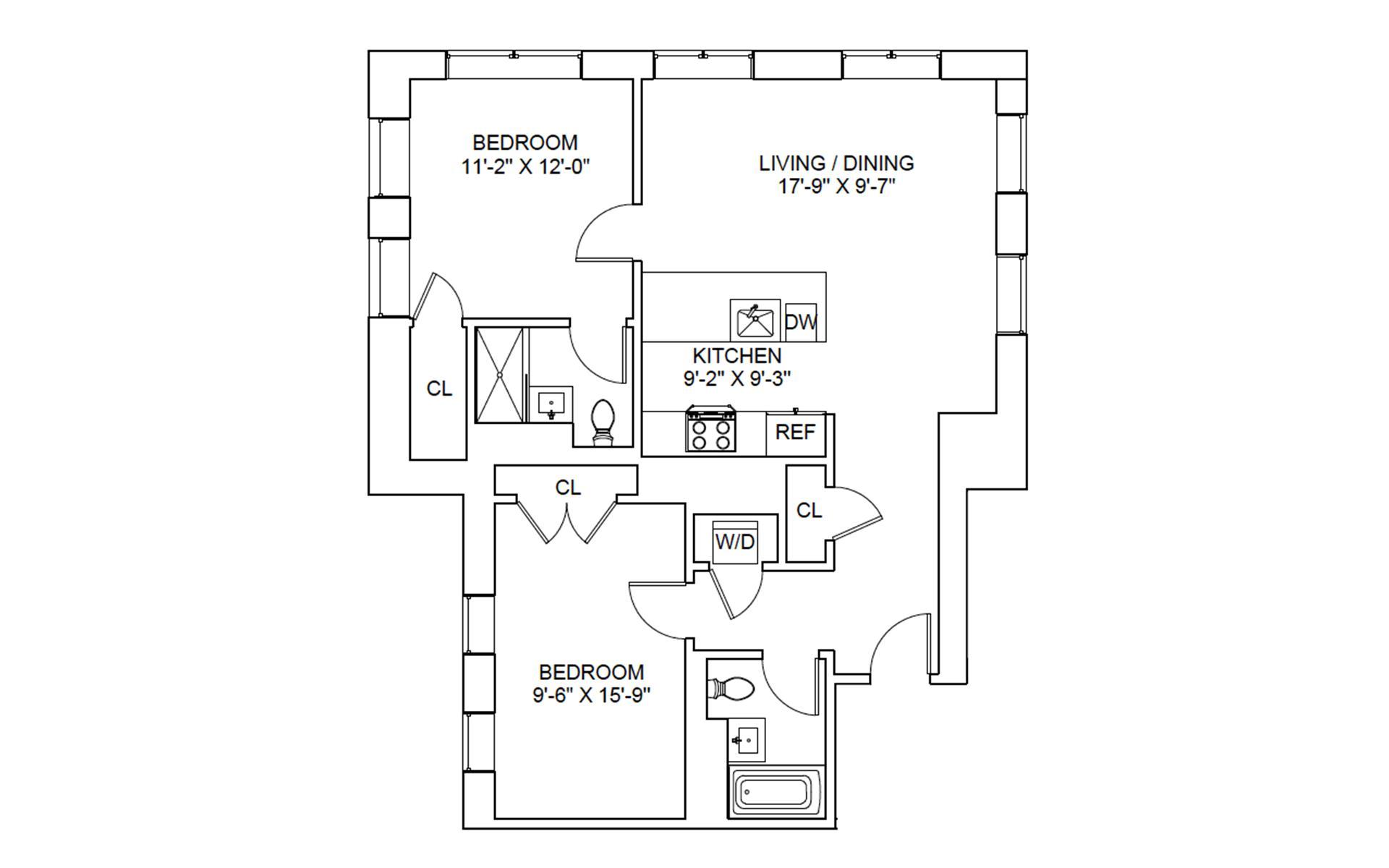 Floorplan for 416 West 52nd Street, 708