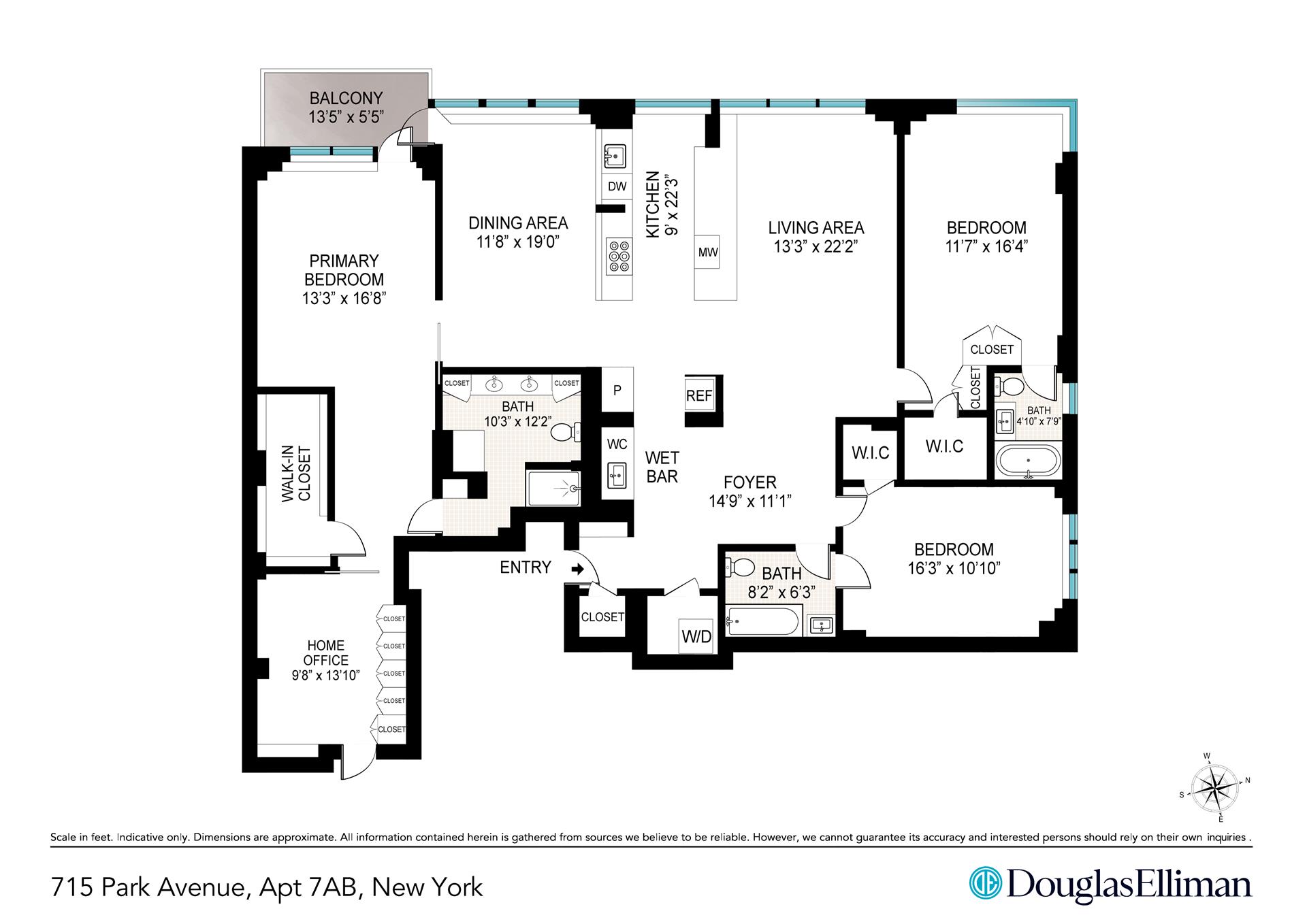 Floorplan for 715 Park Avenue, 7AB