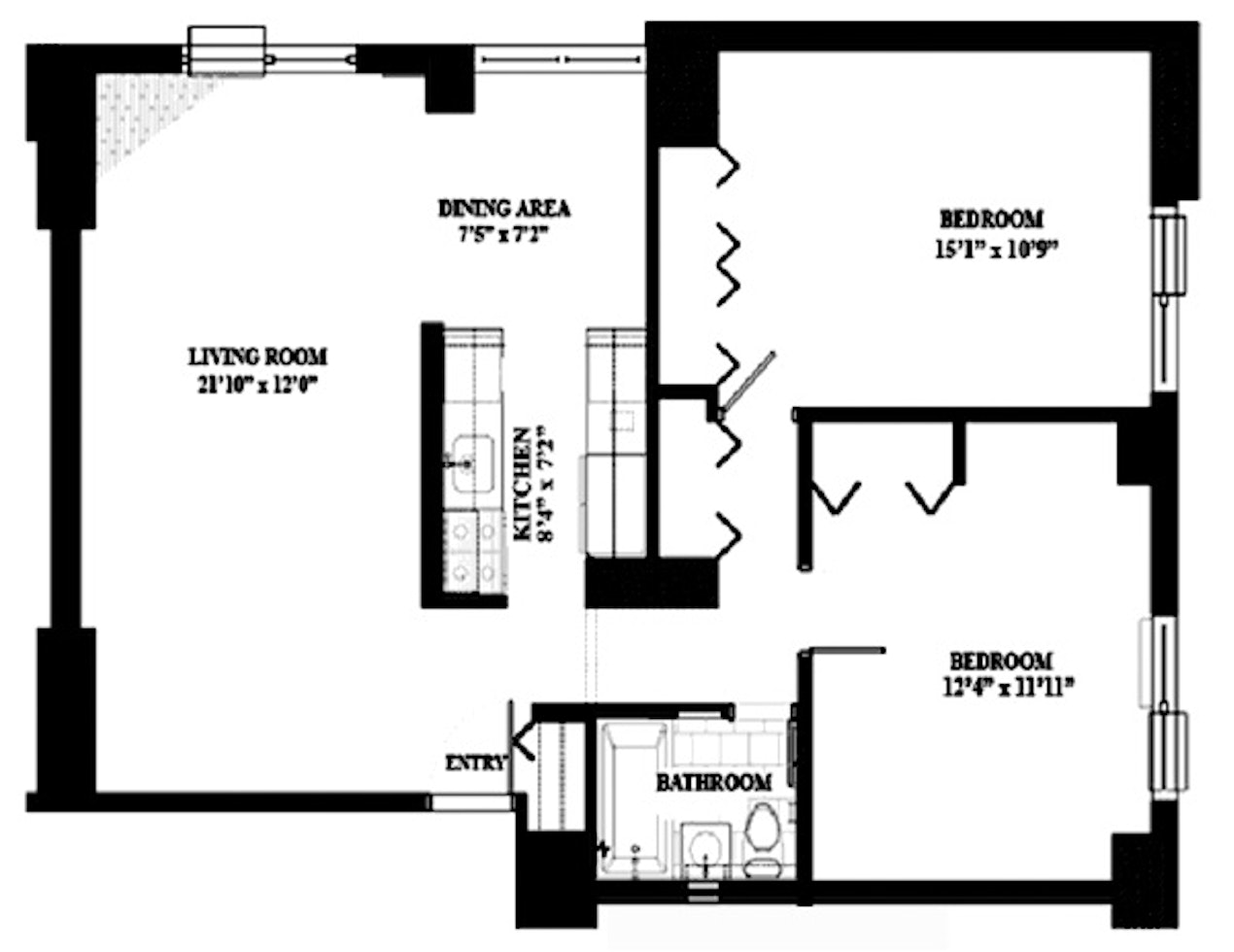 Floorplan for 100 West 93rd Street, 26H