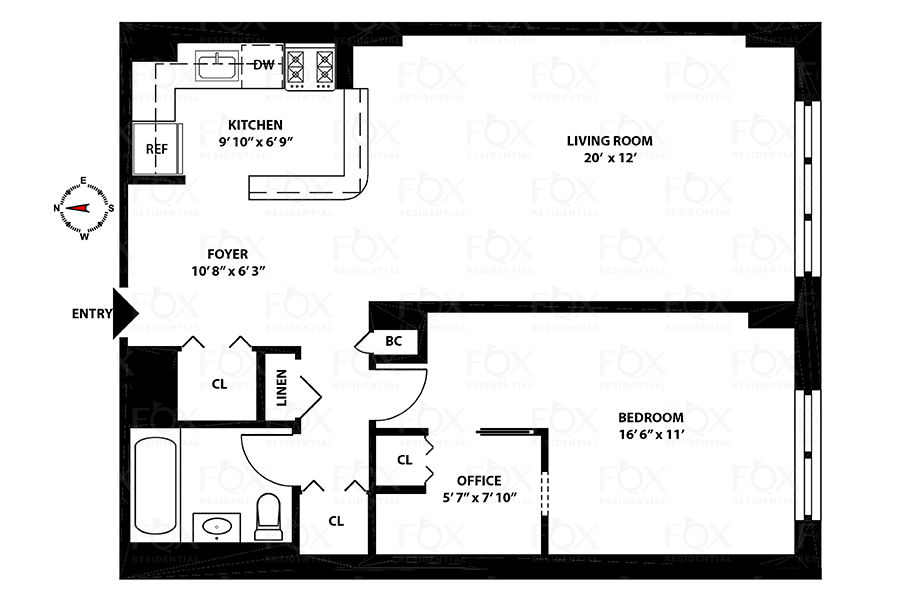 Floorplan for 345 East 93rd Street, 18D