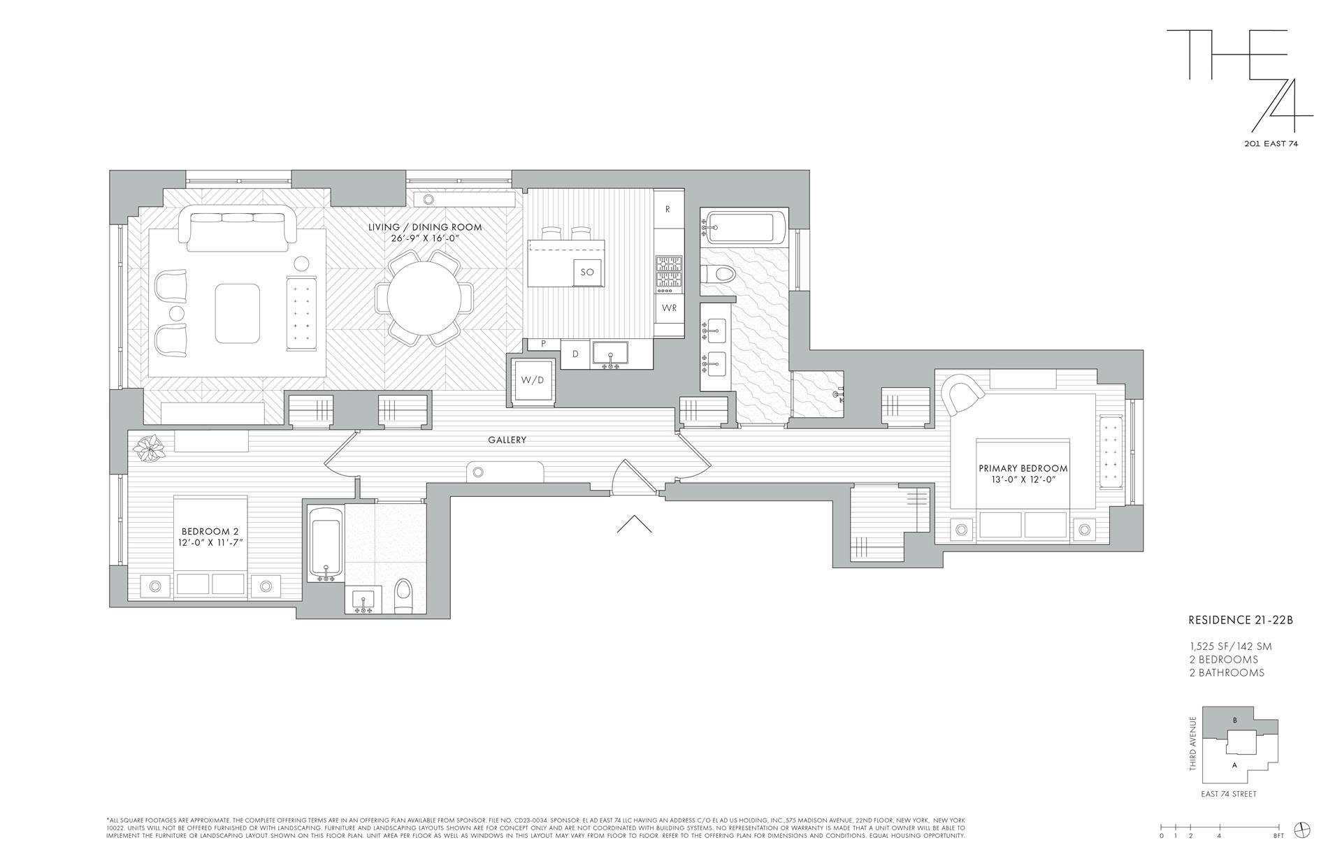 Floorplan for 201 East 74th Street, 22B