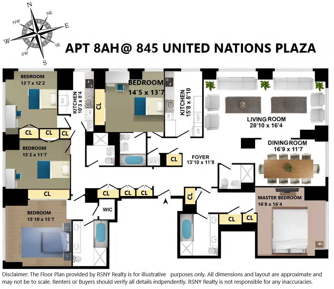 Floorplan for 845 United Nations Plaza, 8AH