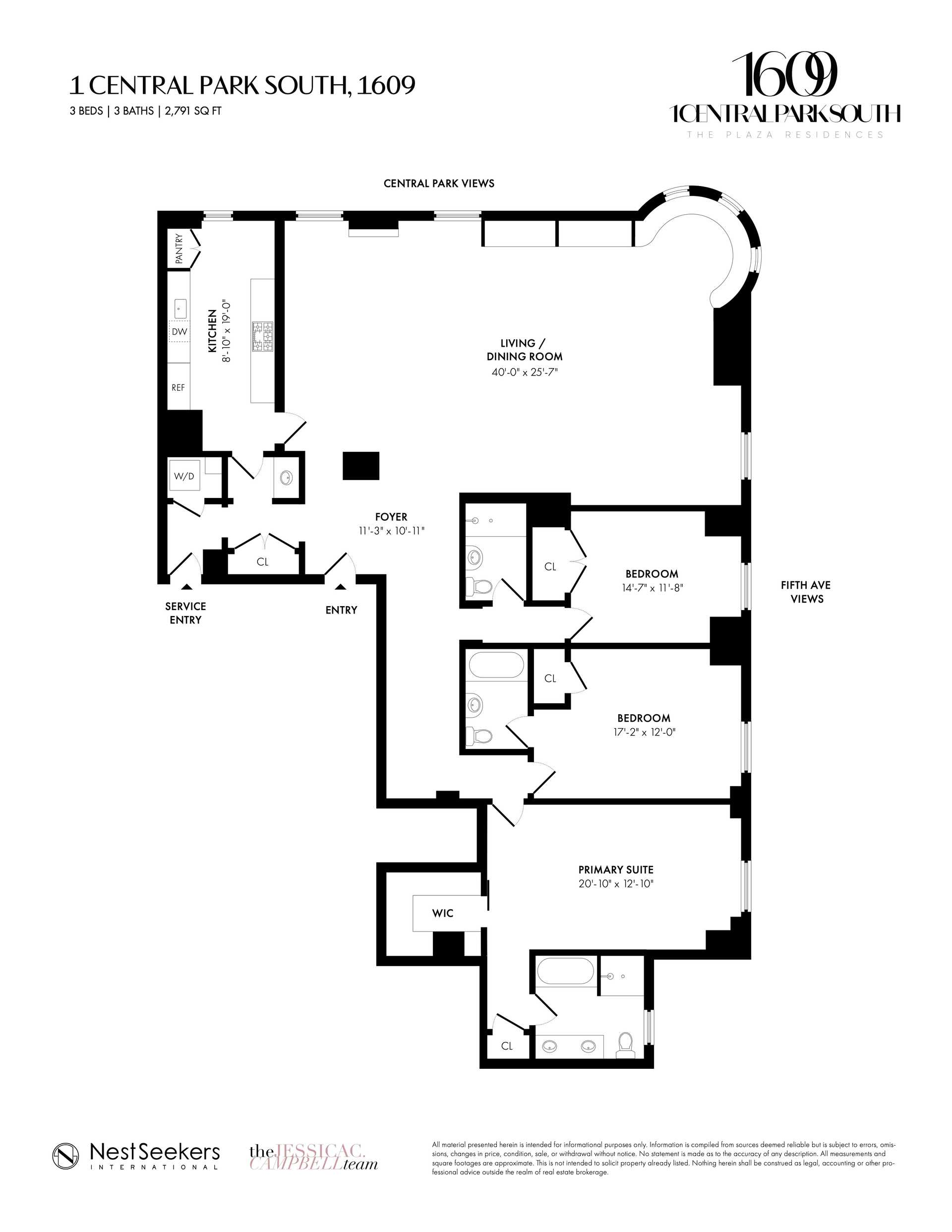 Floorplan for 1 Central Park, 1609