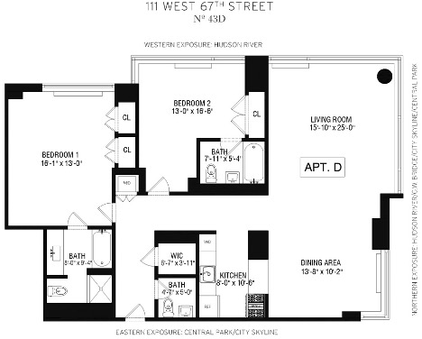 Floorplan for 111 West 67th Street, 41D