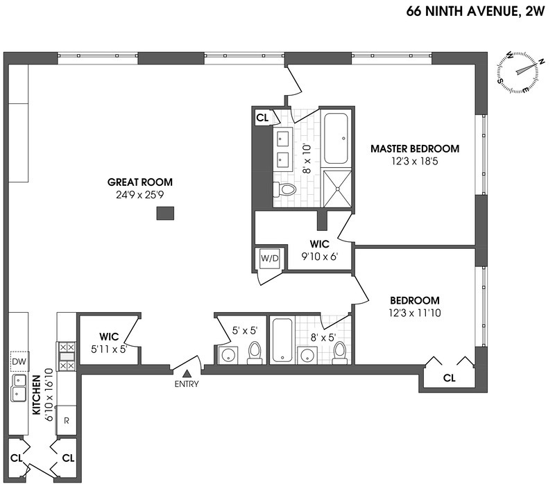 Floorplan for 66 9th Avenue, 2W