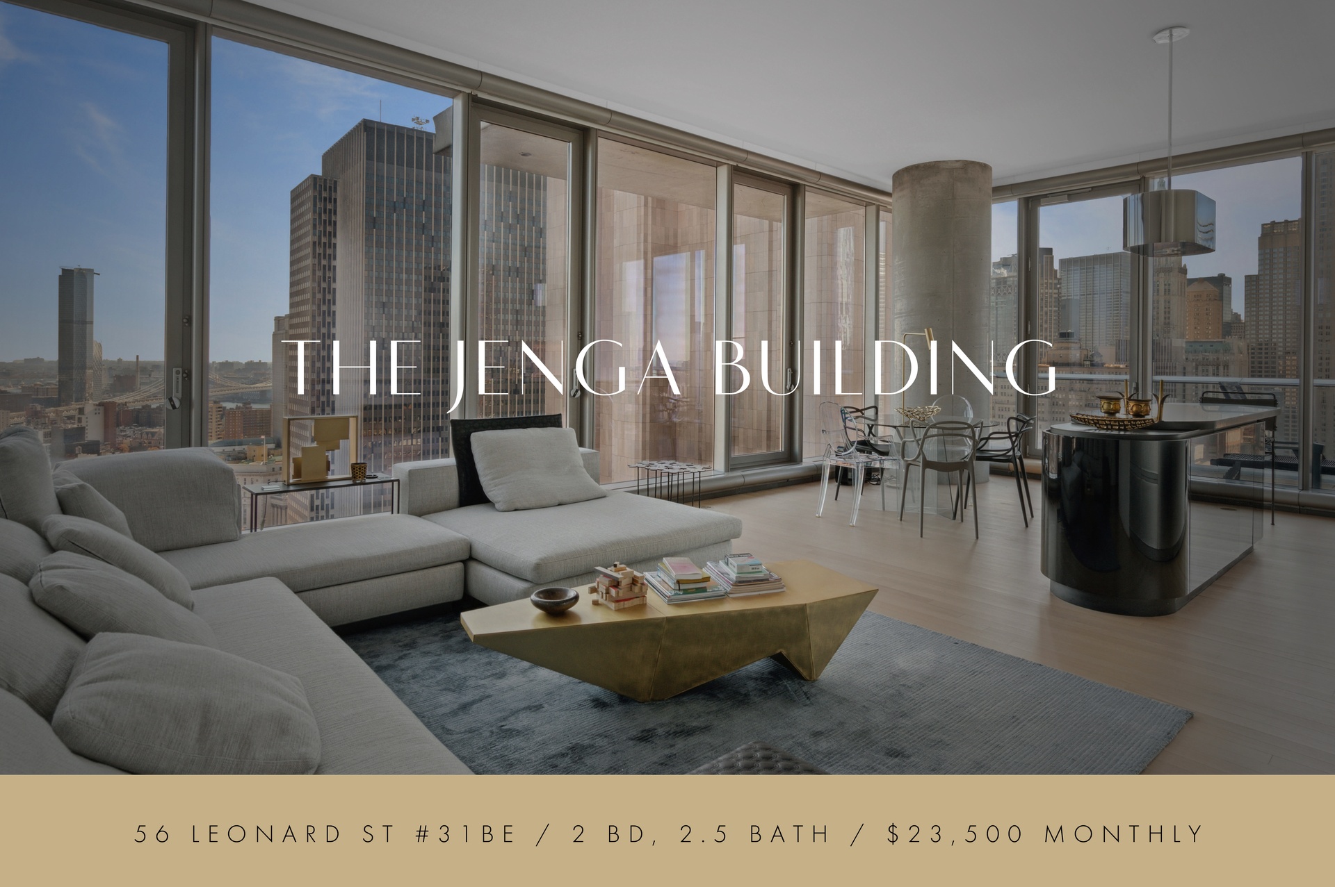 56 Leonard Street 31-Be, Tribeca, Downtown, NYC - 2 Bedrooms  
2.5 Bathrooms  
3 Rooms - 